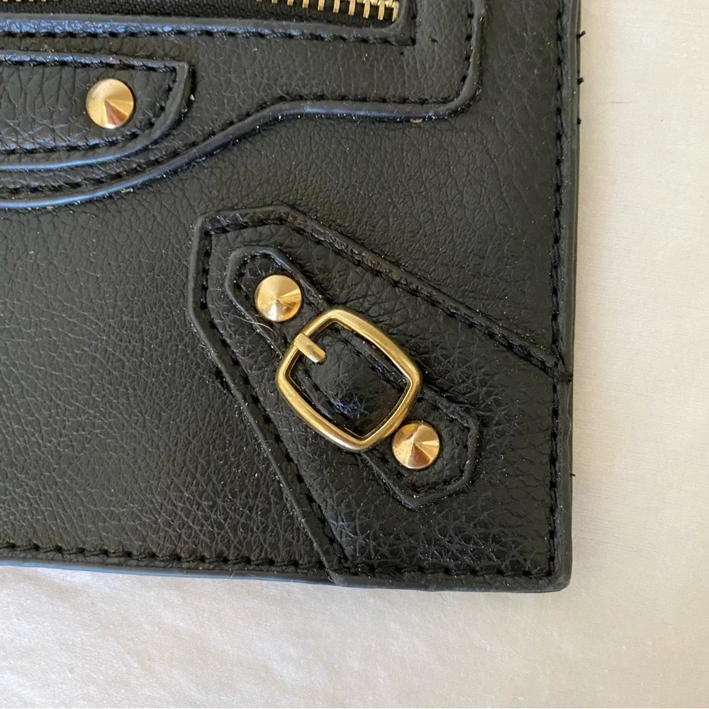 BCBG Black Leather Moto Studded Wristlet Excellent Used Condition